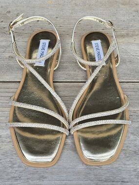 Steve Madden NEW Kelley Y2K Pop Glam Revival Rhinestone Sqaure To Sandals 9M